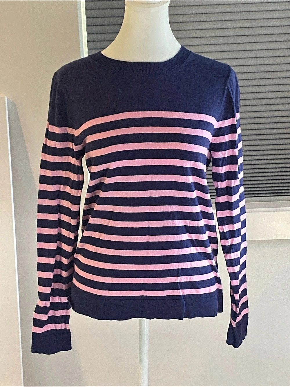 J.Crew Factory Teddie Striped Sweater in Blue & Pink Size Medium